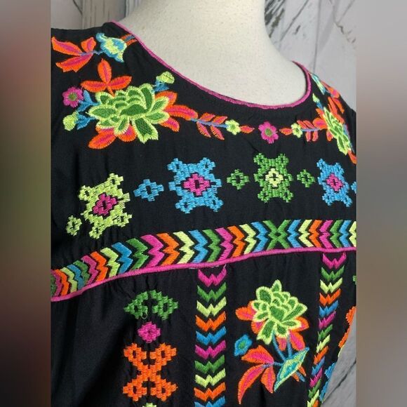 Shoreline Black Embroidered Floral Dress S - Picture 5 of 8